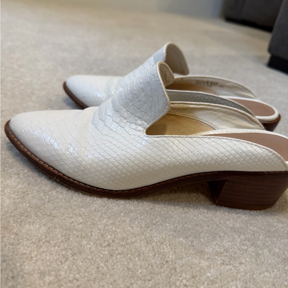 Chinese Laundry White Textured Mules